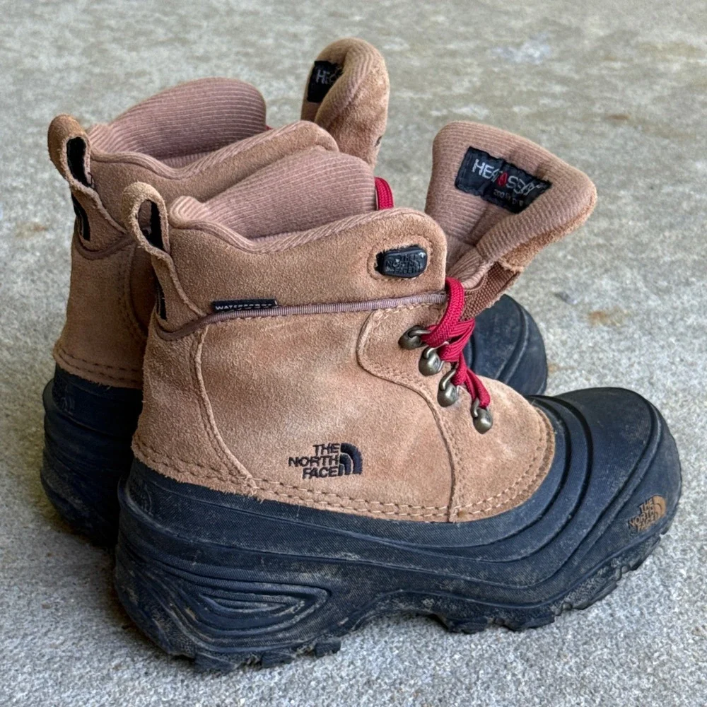 The North Face KIDS Chilkat Lace II Brown Leather Winter Boots Size 2 Waterproof